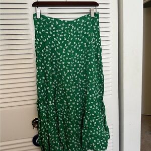 H&M Women's Green Floral Midi Skirt